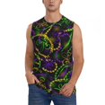 thumbnail image 1 of Bingfone Neon Mardi Gras Pattern Men's Tank Tops Workout Sleeveless Tee Shirts Running Beach Tanks for Men-Small, 1 of 7