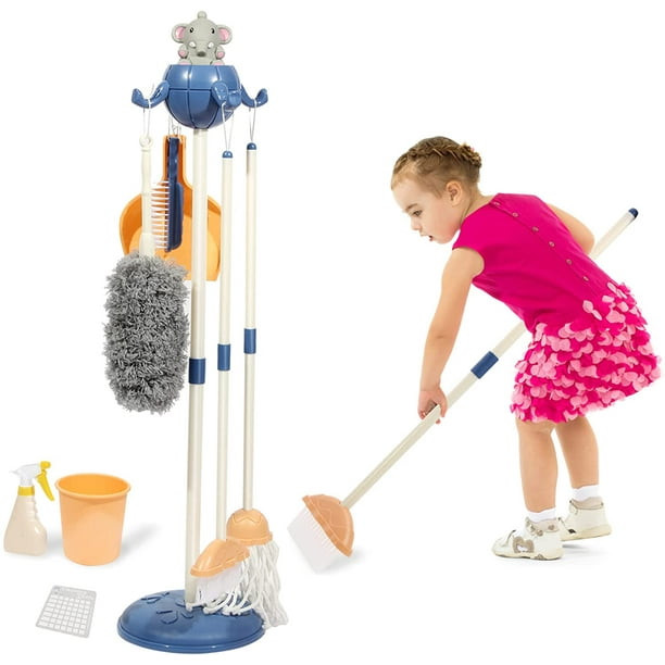 Kids Clean Set Toys Broom Baby Mop Dustpan Cleaning Tools Playset