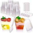 thumbnail image 1 of Witheeyou 50 Pack 8oz/240ml Plastic Dessert Cups, Square Dessert Cups with Lids and Spoons, Clear Parfait Cup, Single Serving Cake Containers for Cupcake, Mousse, Yogurt, Pudding, Ice Cream, 1 of 7