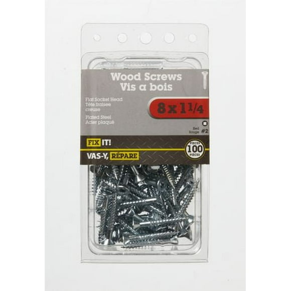8x1-1/4" Flat Head Wood Screw 100 Pieces