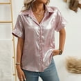 thumbnail image 2 of Kaemgyyd Work Tops for Women Sequins Glitter Button down Shirt Casual Short Sleeve Summer Tops Loose Fit Office Tunic Blouse, 2 of 7