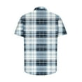 thumbnail image 5 of Handshe Mens Button Up Shirts Short Sleeve Plaid Printed Lapel Dress Shirt Vintage Classic Bowling T-Shirts, 5 of 6