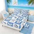 thumbnail image 2 of Manfei Blue White Checkerboard Seashell Starfish Bow Queen Sheet Sets for Kids Girls, Sea Animal Bed Set 4 Pieces, 1 Flat Sheet, 1 Fitted Sheet and 2 Pillowcases, 2 of 6