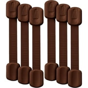 Bates- Child Safety Strap Locks, 6 Pack, Brown Baby Cabinet Locks, Toilet Locks Baby Proof