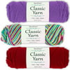 Soft Acrylic Yarn 3-Pack, 3.5oz / ball, Violet Bright + Blend Rainbow + Red Cherry. Great value for knitting, crochet, needlework, arts & crafts projects, gift set for beginners and pros alike