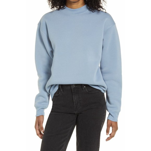 BP. Mock Neck Graphic Sweatshirt In Blue Forever size S