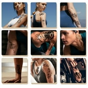 Yazhiji 70 Sheets Boat Clock Snake Lion Wolf Realistic Temporary Tattoo Stickers For Men Women Boy Girl,