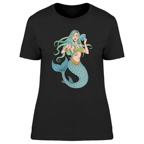 Mermaid Playing Cards T-Shirt Women -Image by Shutterstock, Female x-Large