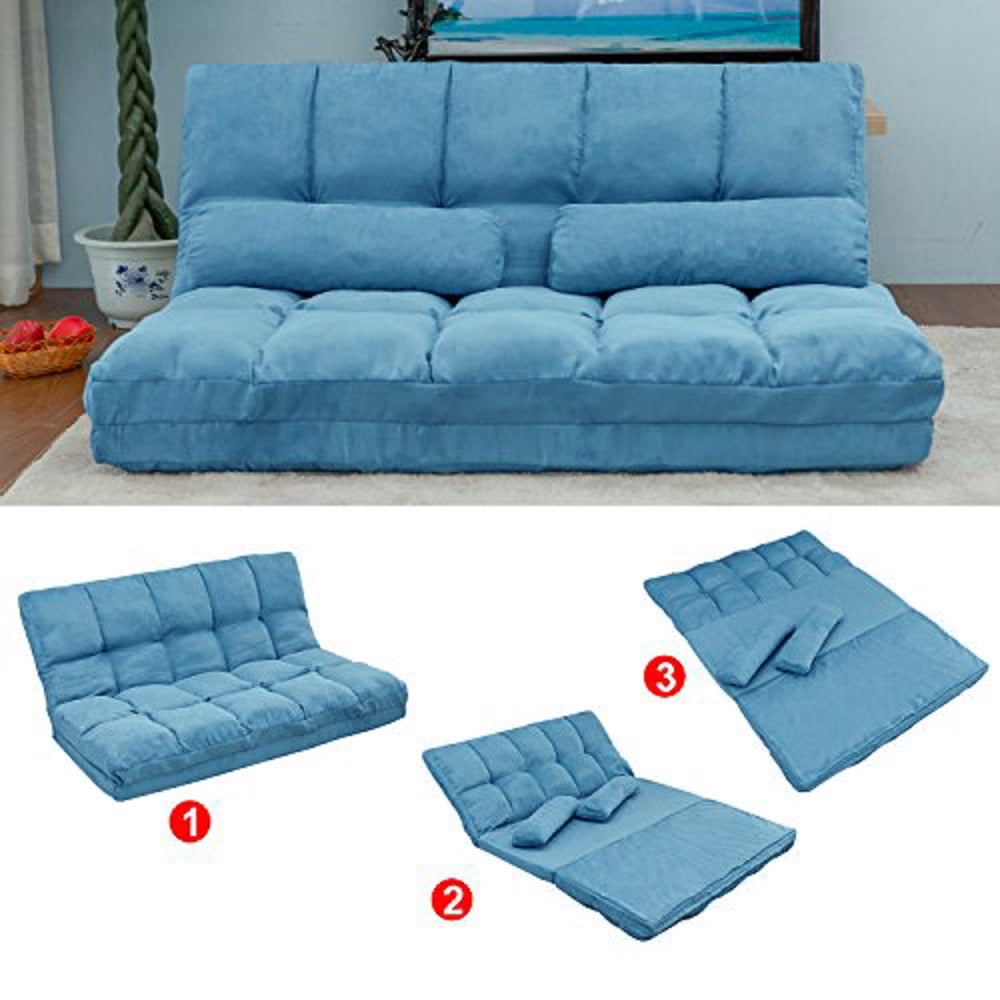 Kepooman Adjustable Folding Lounge Sofa Bed with 2 Pillows for Living Room, 70.86" x 45.67", Blue Kepooman Adjustable Folding Lounge Sofa Bed with 2 Pillows for Living Room, 70.86" x 45.67", Blue
