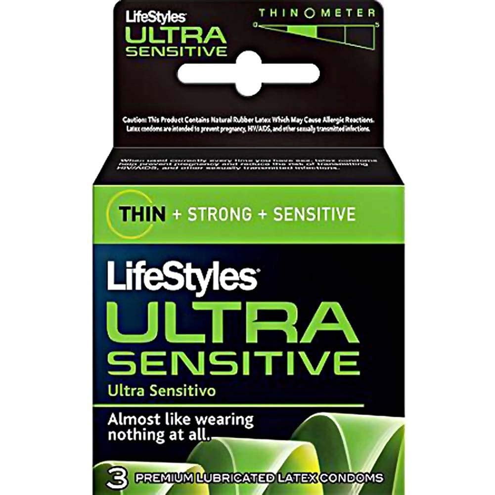 Lifestyles Lubricated Latex Condoms Ultra Sensitive, 3 Ct