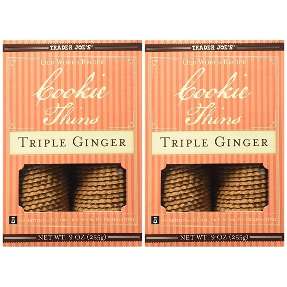 2 Packs of Trader Joe's Cookie Thins Triple Ginger 9 oz Each Pack