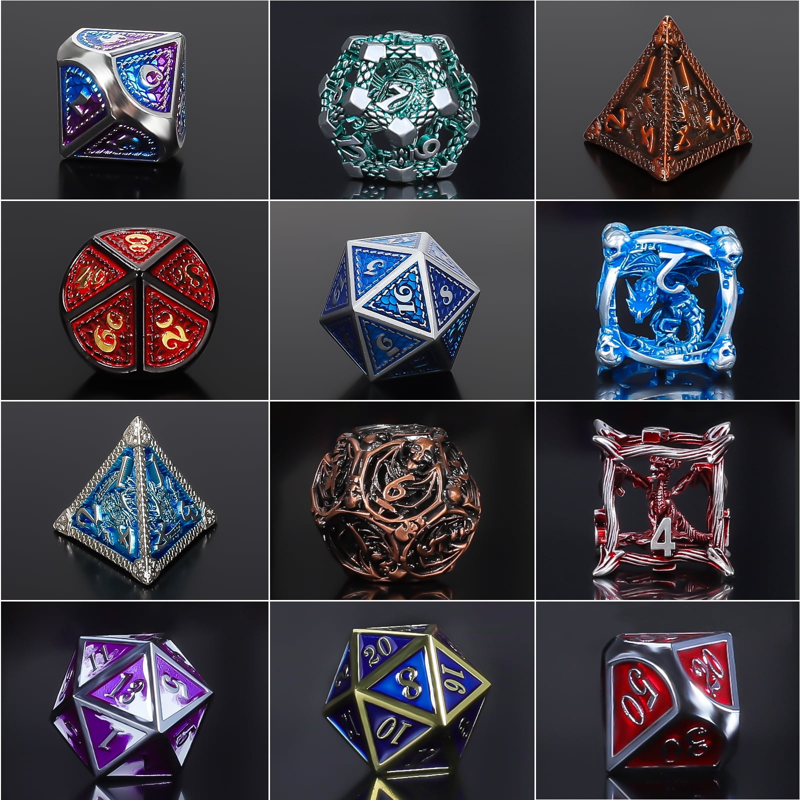 CiaraQ Mystery Metal DND Dice Set – 7pc Blind Bag with Random Class & Funny DND Stickers – Metal Role Playing Dice for Dungeons and Dragons