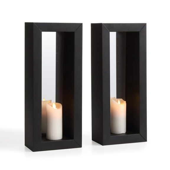 Danya B Vertical Mirror Pillar Candle Sconces - Set of 2