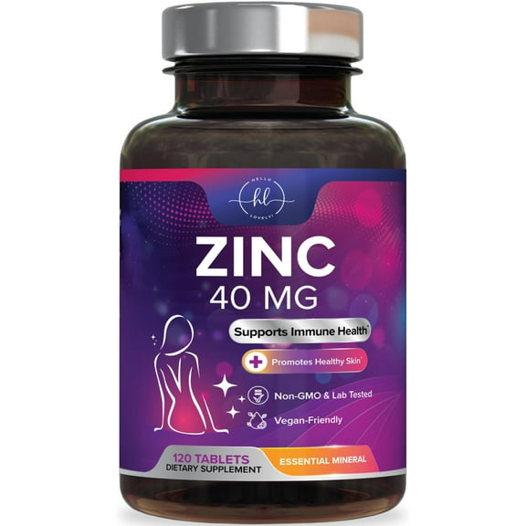 Zinc Supplements 40mg - High Potency Immune Support & Antioxidant Supplement - Best Zinc Supplement for Skin Health & Immune System Support, for Women & Men, Gluten Free, Bottled in USA - 120 Tablets