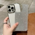 thumbnail image 4 of Compatible for iPhone 14 Pro Max Luxury Glitter Plating Clear Case, Cute Bling Sparkly Shiny Case for Women Girls Soft TPU Shockproof Camera Protective Back Cover Electroplated Case - Silver, 4 of 11