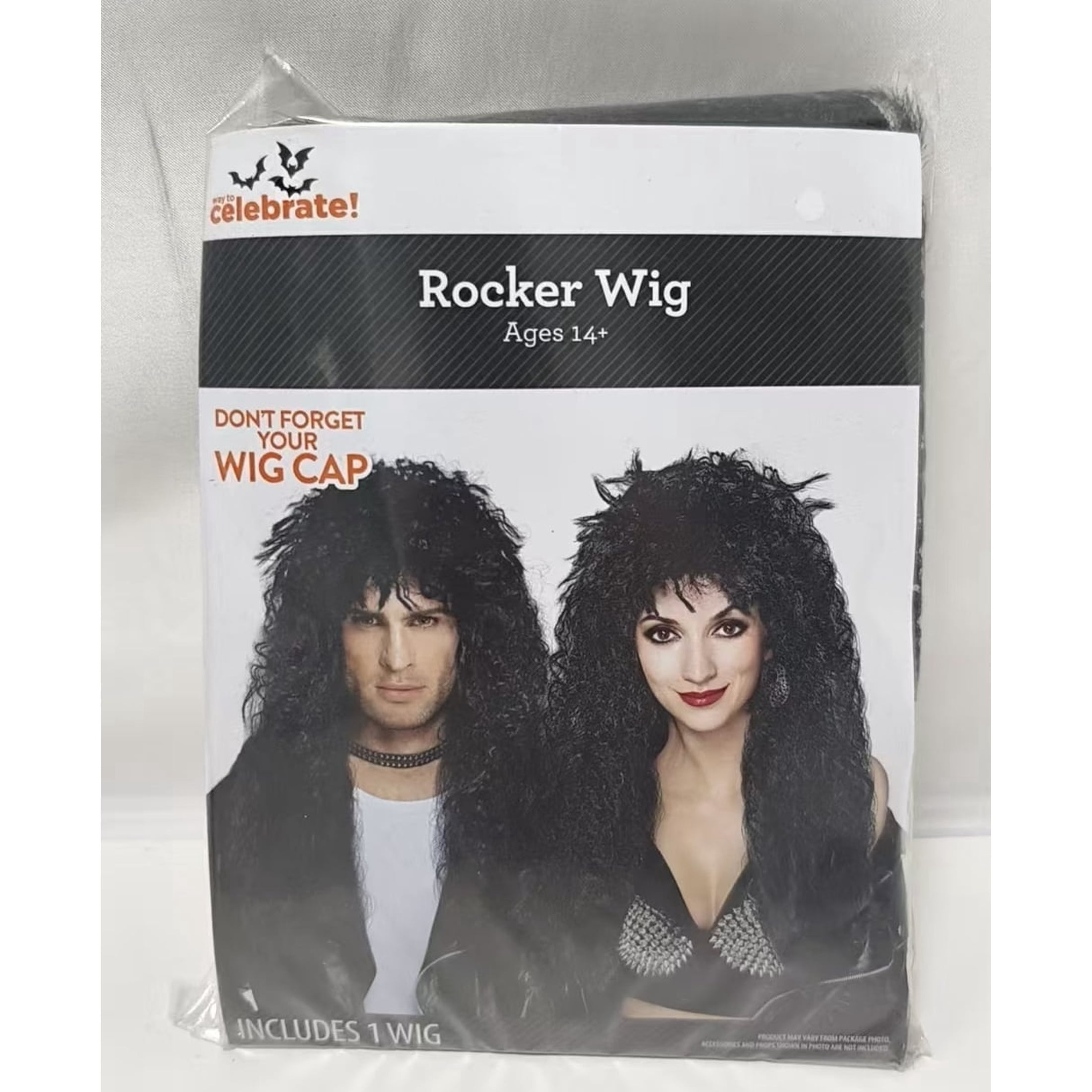 Rocker Wig Costume Accessory for Adults, Black, Halloween by Way To Celebrate