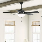 Hunter - Swanson Indoor Ceiling Fan With Light, 52-inch, Matte Black, Traditional-style, 3-speed WhisperWind Motor, 51738, for living rooms, bedrooms, home offices, kitchens
