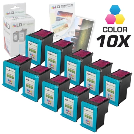 Remanufactured Replacement Cartridges for C8766WN (95) Tri-Color (10 Pack) + Free 20 Pack of Brand 4x6 Photo Paper