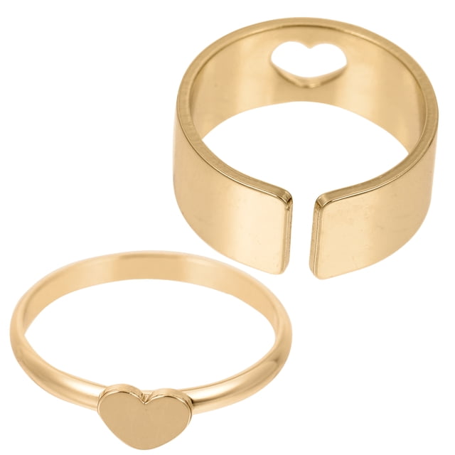 2pcs Fashionable Rings Decorative Couple Rings Romantic Finger Rings Gifts