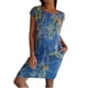 thumbnail image 2 of Vestido Puntoco estampado de manga corta con cuello redondo y Bolsillos para mujer Azul XXXL, 2 of 7