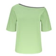 thumbnail image 4 of New Summer Arrivals Olyvenn Womens Summer Tops Gradient Printed Short Sleeve Top Cold Shoulder Tunic T Shirt Casual Versatile Blouses Lounge Stylish Tops Green M, 4 of 6