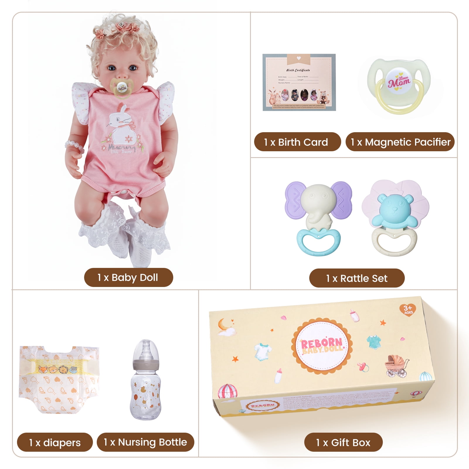 RSG Lifelike Reborn Baby Dolls 17 inch Baby Dolls Full Body Cloth Real Life Baby Dolls with Gift Box for Kids Age 3+
