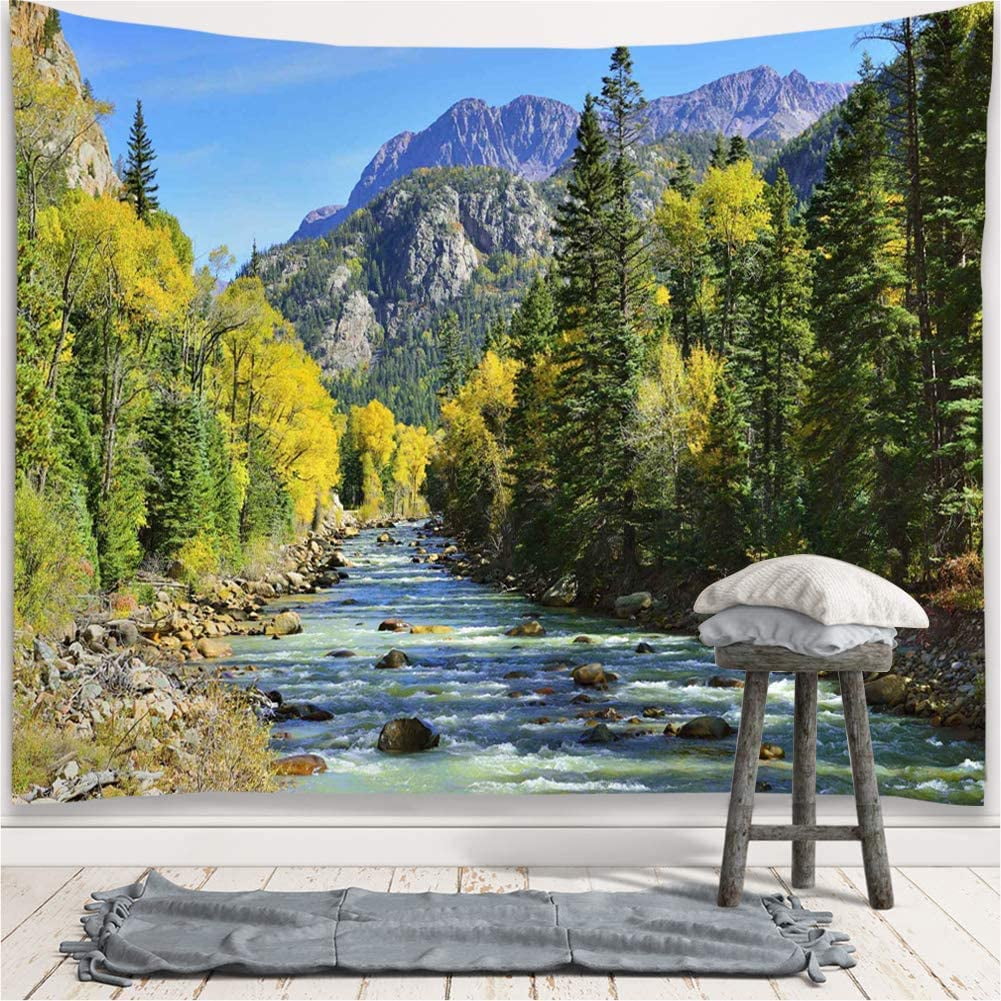 Yisure Nature Mountain Forest Tapestry Scenic Green Landscape Wall ...