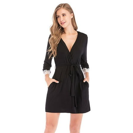 

Womens Plus Size Robe Lightweight Cotton Kimono Bathrobe Short Soft Knit Loungewear Long Spa Robes S-2XL