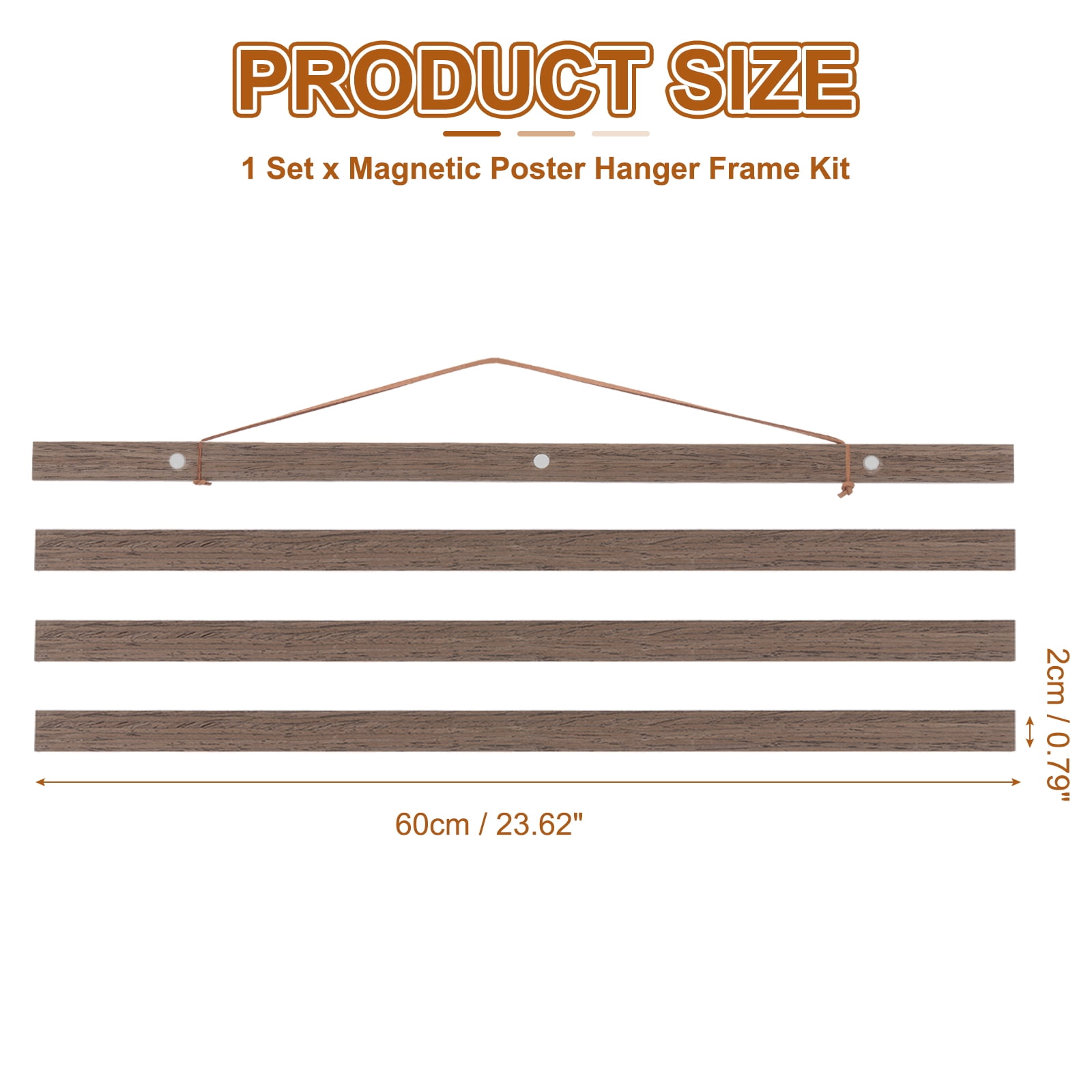 Unique Bargains Magnetic Poster Hanger Wooden Magnet Frames for Pictures 24 Inch Gray
