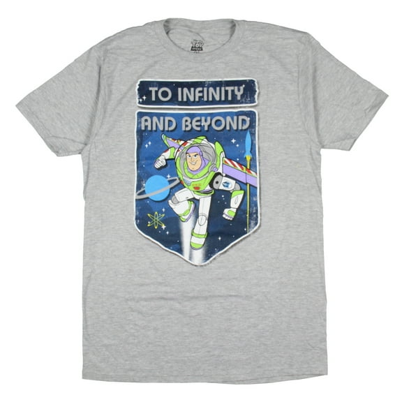 Disney Men's Toy Story 4 Buzz Lightyear To Infinity and Beyond Distressed Adult Graphic Print Short Sleeve T-Shirt