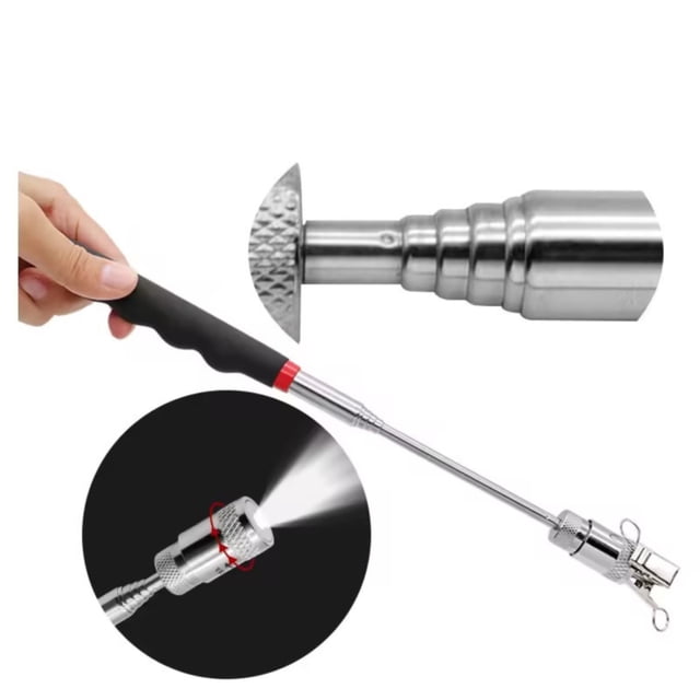 Série d'Outils Tige d'Aspiration Outil Compact Récupération Led Télescopique avec Lumière Antidérapant Aimant Extensible en Acier Inoxydable