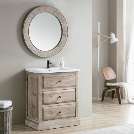 Infurniture Rustic Style 30 Inch Single Sink Bathroom Vanity With Infurniture Rustic Style 30 Inch Single Sink Bathroom Vanity With Matching Wall Mirror Large
