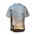 thumbnail image 2 of Xecao offers the Elephant Giraffe for Men's Casual Short-sleeved Shirt, a button-up collared shirt with a pocket, perfect for beach vacations and yacht travel in the 3X-Large size., 2 of 7