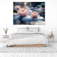 thumbnail image 3 of Mudket Framed Canvas Wall Art Soft Pink Lotus Flower Stone Pond Prints Wall Decor Calming Botanical Canvas Print Ready to Hang for Bedroom Bathroom Office Relax Wall Pictures - 12"L x 8"W, 3 of 10