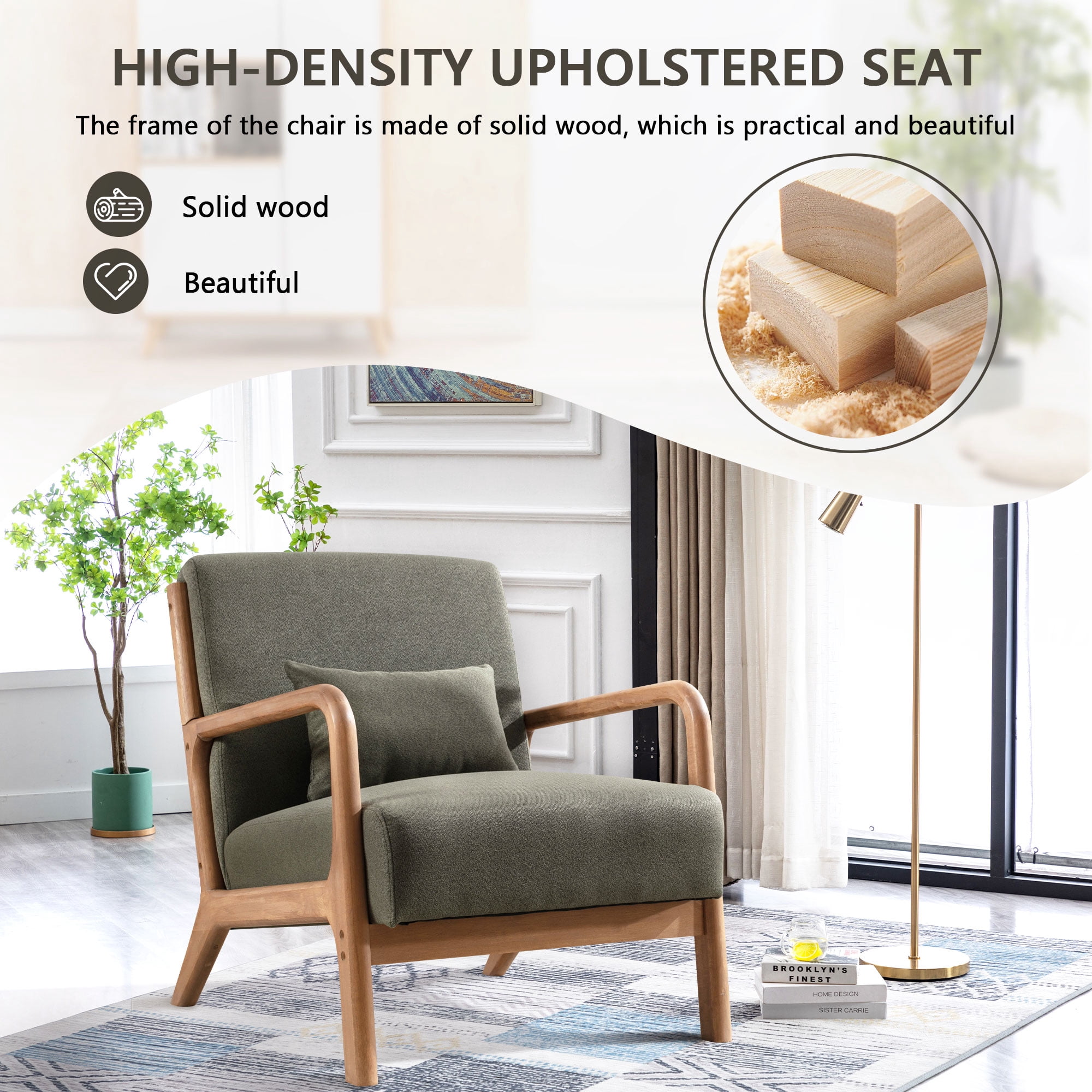 Bonzy Home Mid Century Modern Accent Chair, Green