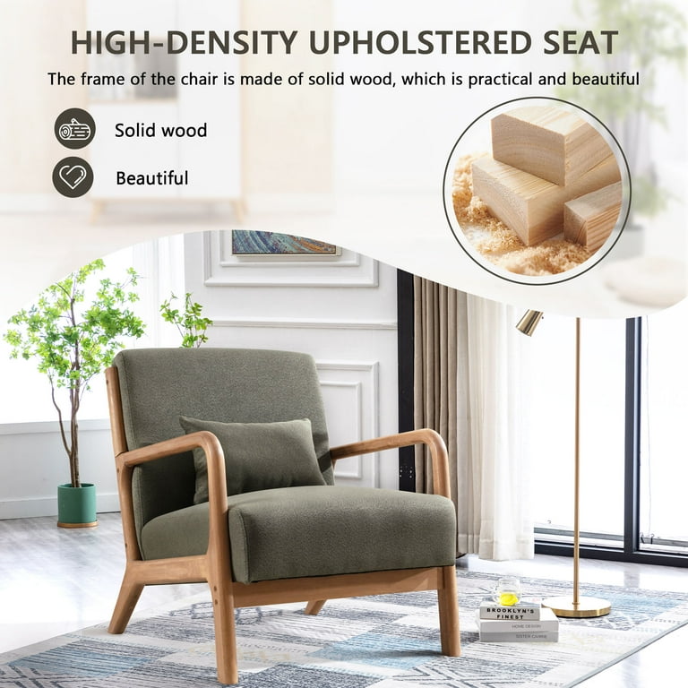 Bonzy Home Green Mid Century Modern Fabric Armchair