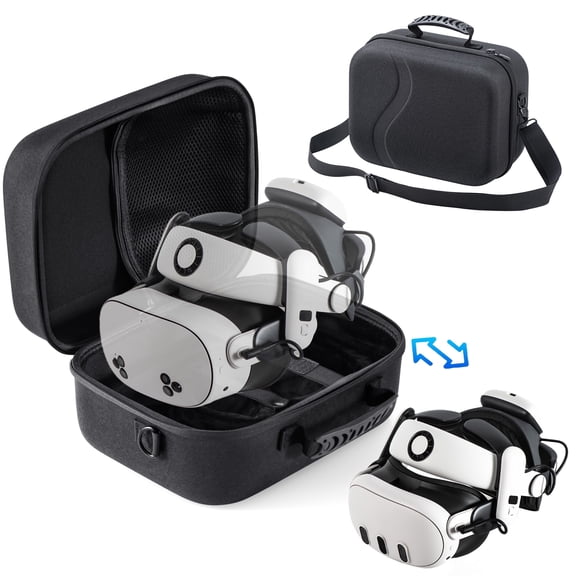 STARTRC GAMES Carrying Case for Meta Quest 3 and Quest 3S, Black, Hard Shell Travel Bag Fits Elite Battery Head Strap, Controllers and Accessories