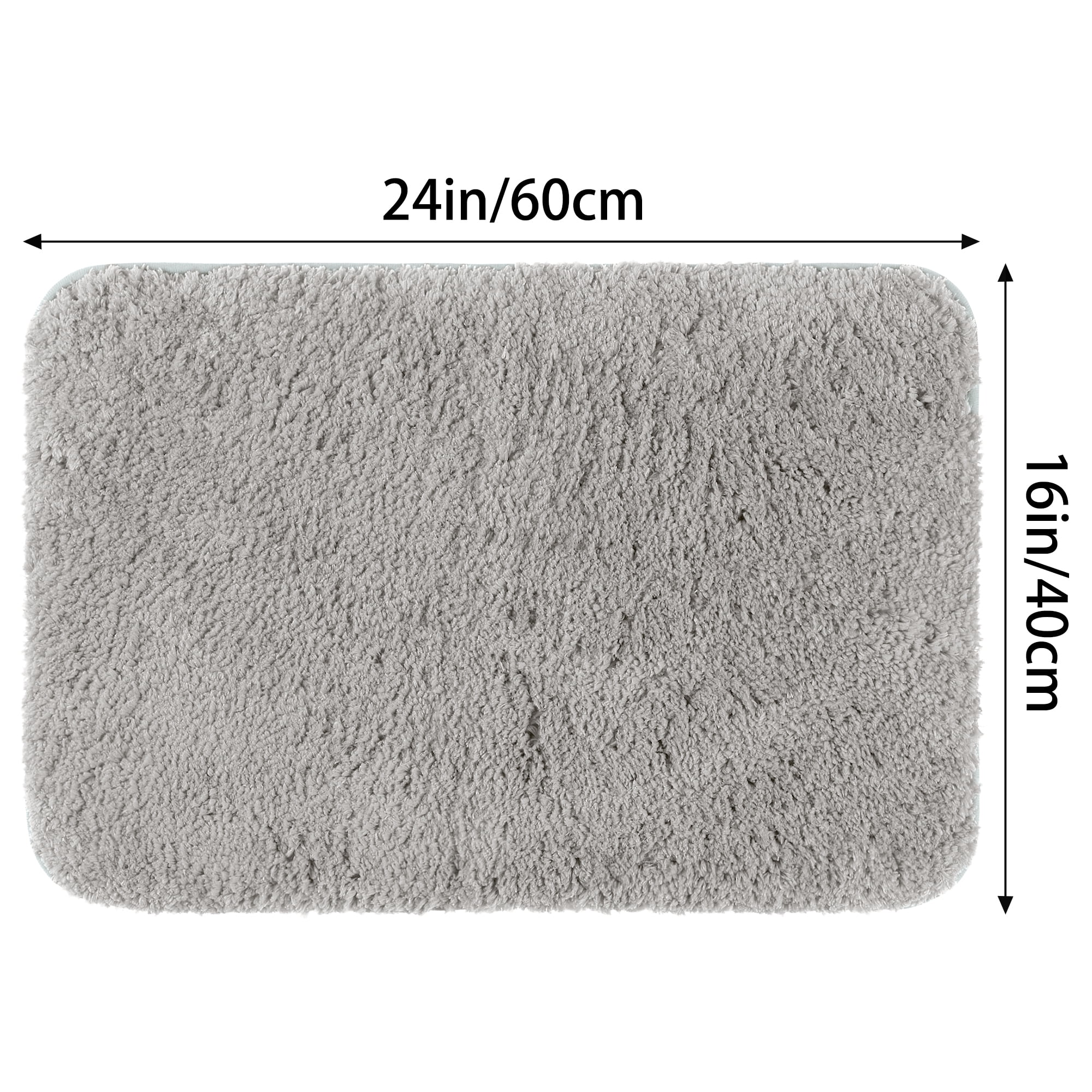 Unique Bargains Luxury Bath Mat Rug Solid Plush Shaggy Bath Carpet Light Grey 16"x24"