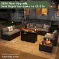 thumbnail image 6 of Aoxun 8 Piece Patio Furniture Set with 44” Fire Pit Table Wicker Rattan Patio Sectional Sofa Set Outdoor Seating Furniture with Thickened Cushion, Gray, 6 of 6