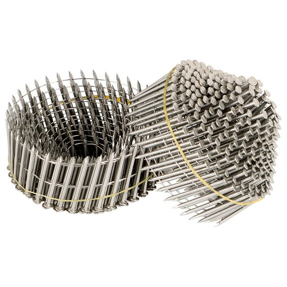 ALL-CARB 1200Pcs 1-3/4" ×.09" Ring Shank Stainless Steel Siding Nails 15 Degree Wire Coil