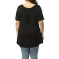 thumbnail image 4 of Women's Plus Size Henley V Neck Button up Tunic Tops Casual Short Sleeve Blouse Shirts, 4 of 6