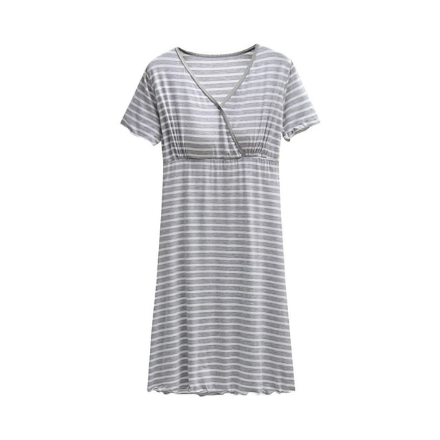 Tranfacy Robe de Maternité à Manches Courtes pour Femmes, Robe de Maternité Grande Taille, Robe de Maternité d'Allaitement à Imprimé à Manches Courtes, Col en V, Boutonnée, Robe d'Allaitement pour Femmes