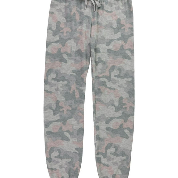 P.J. Salvage Womens Camouflage Embroidered Pajama Jogger Pants, Grey, X-Small