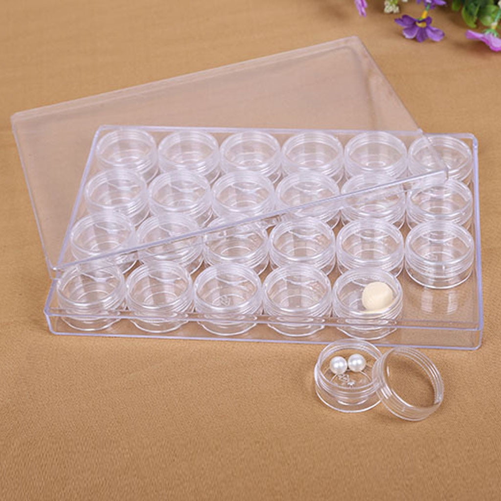 Clearance! Eeatig Storage 1Pcs Plastic Art Jewelry Box 24 Grids Rectangle Tool Storage Bead Container Housekeeping & Organizers Household Essentials White