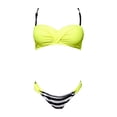 thumbnail image 1 of Gibobby Conjunto de bikini para mujer Traje de baño Bikini de triángulo dividido para mujer Conjunto de traje de baño de color sólido estampado(Amarillo,XL), 1 of 4