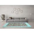 thumbnail image 3 of Ahgly Company Indoor Round Oriental Light Blue Traditional Area Rugs, 5' Round, 3 of 4