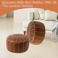 thumbnail image 4 of Moroccan Style Pouf Ottoman Footstool, Oil Wax Faux Leather With Contrast Stitching, Unstuffed For Custom Filling, Multipurpose For Living Room Patio And Storage, 4 of 6