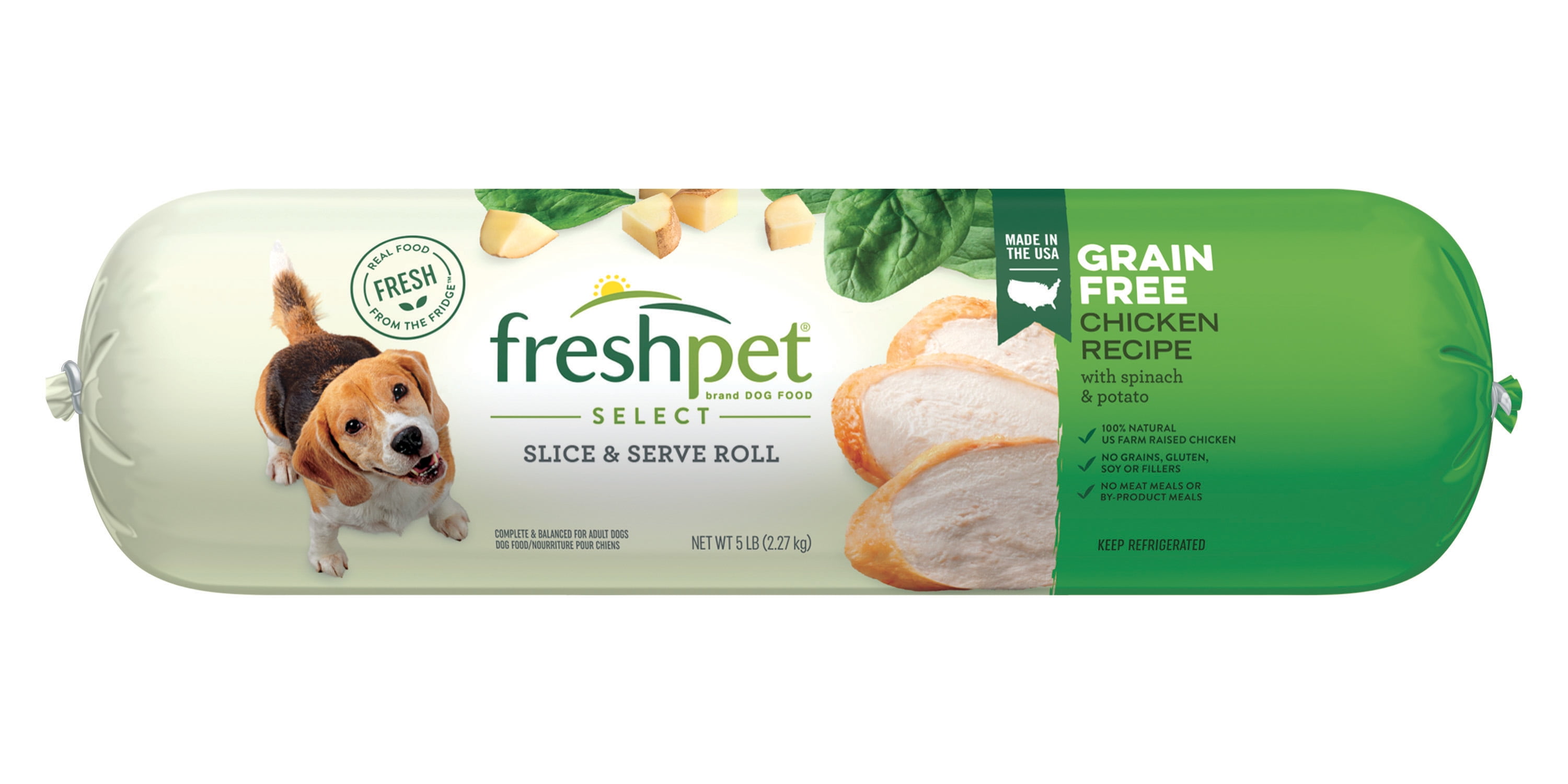 Freshpet Healthy & Natural Fresh Grain Free Chicken Dog Food Roll, 5 Lb.