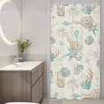thumbnail image 2 of Starfish and Seashell Small Stall Shower Curtain 36Wx72H Inch Nautical Single Half RV Narrow Ocean Beach Coral Vintage Retro with 7 Plastic Hooks Fabric Waterproof Toilet Accessories Decor, 2 of 6