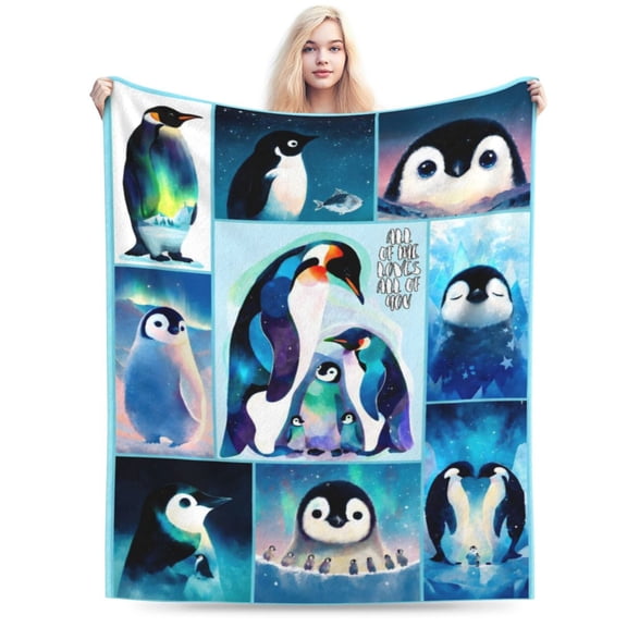 Penguin Blanket for Women Men Adults Soft Cozy Fleece Cute Penguin Animal Throw Blankets Gifts Warm Flannel Plush Lightweight Decorative for Couch Bed 50x40